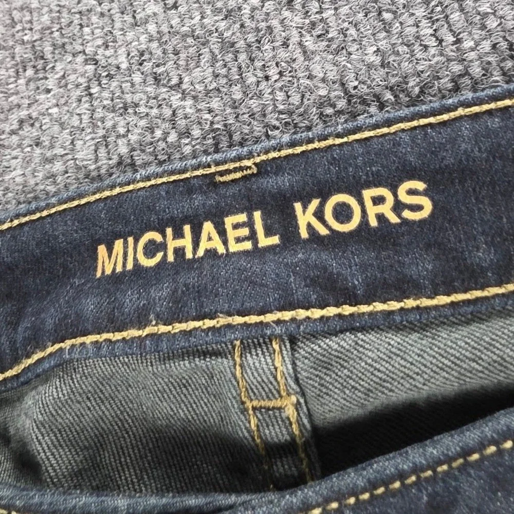 Michael Kors‎ Mens Dark Indigo Skinny Jeans Size 10 Gold Hardware Stretch Denim